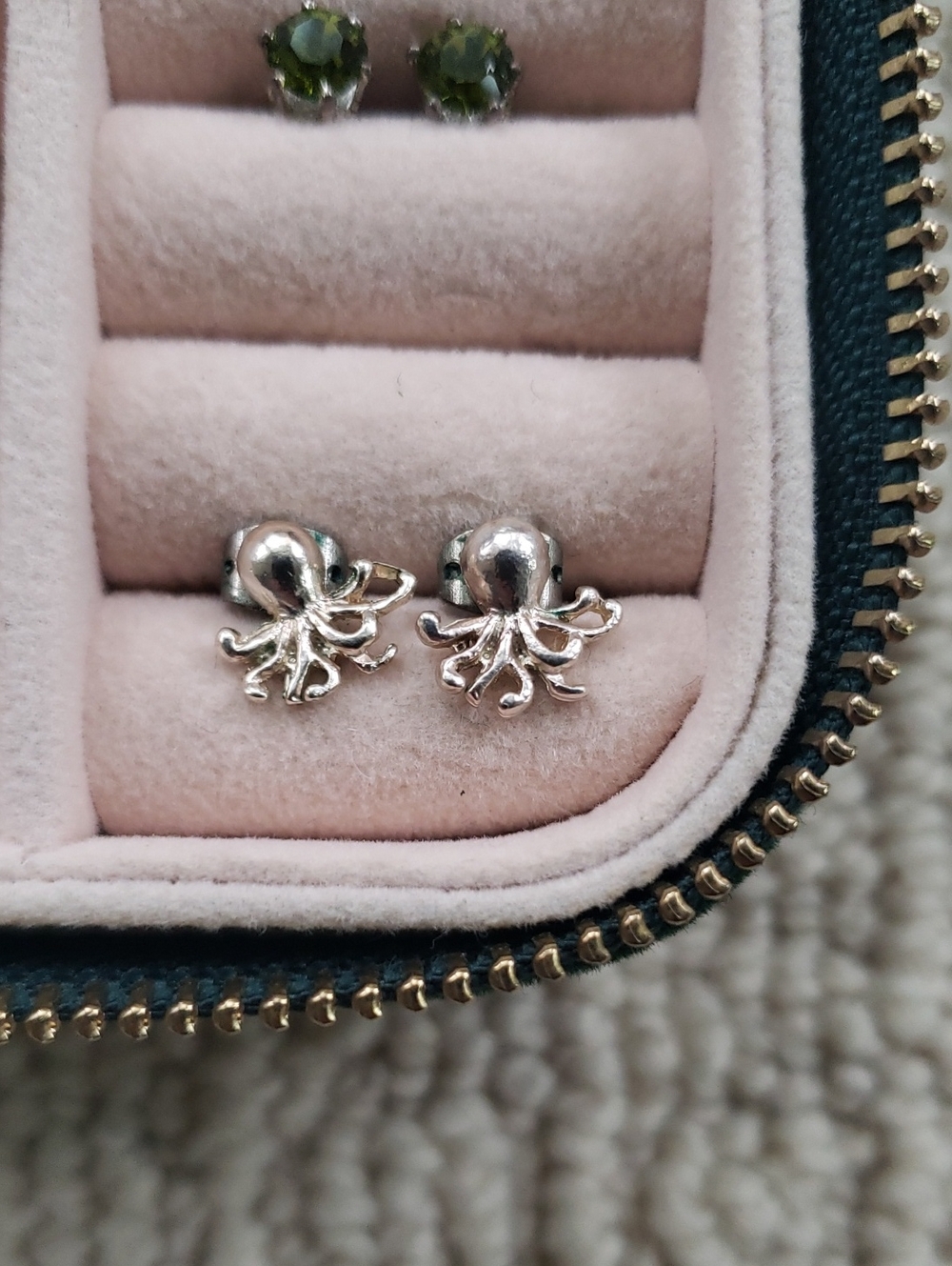Silver Octopus Stud Earrings
